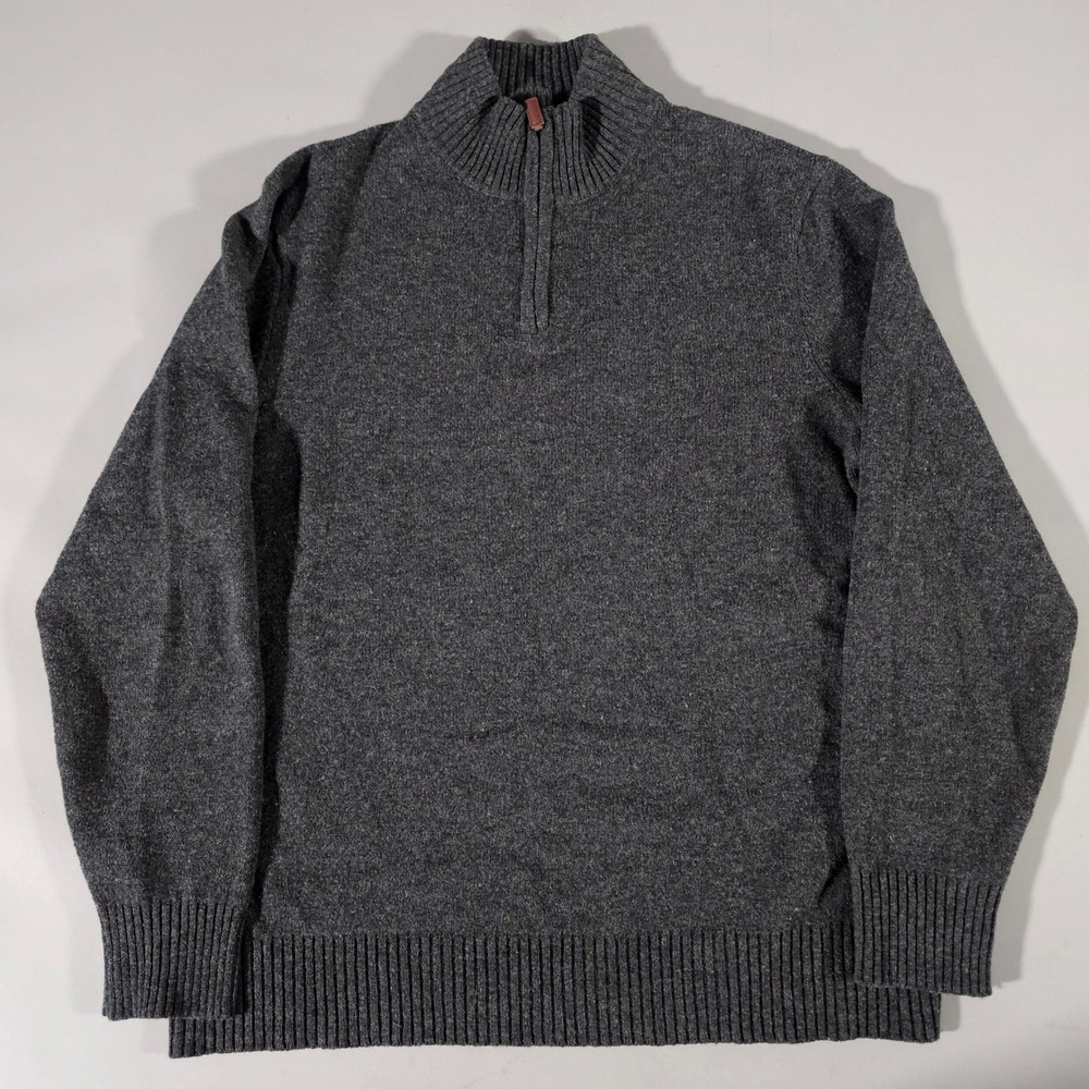 Bonobos Sweater Mens XXL Gray Lambswool Slim Fit Quarter Zip Pullover